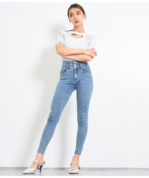 ANAP（アナップ）の「ハイウエストデニムスキニーパンツ（デニムパンツ・レディース・ブラック/ブルー/スミクロ/ライトブルー・S/M/L）」の20枚目の写真