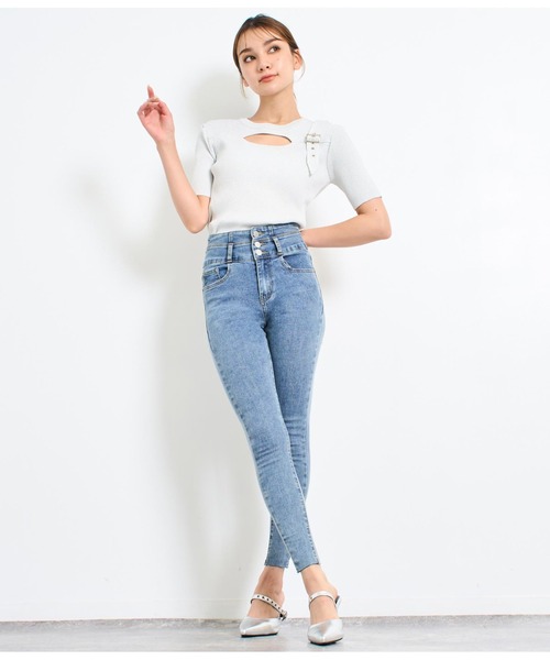 ANAP（アナップ）の「ハイウエストデニムスキニーパンツ（デニムパンツ・レディース・ブラック/ブルー/スミクロ/ライトブルー・S/M/L）」の22枚目の写真