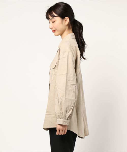 STYLEBLOCK(スタイルブロック)の「コーデュロイ後ろリングドットボタンタック入りオーバーサイズシャツ(シャツ/ブラウス・レディース・ブラック/ブラウン/アイボリー/パープル系その他・M)」の5枚目の写真
