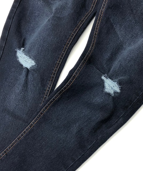 JILL BLAZE（ジルブレイズ）の「10オンス ストレッチデニム / ダメージ キャロット スキニー デニム パンツ（デニムパンツ・メンズ・ブラック/インディゴブルー/ライトインディゴブルー・M/L/LL）」の8枚目の写真
