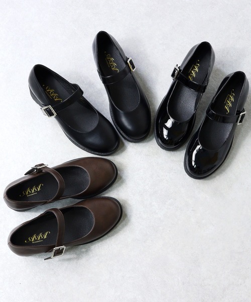 AAA+（サンエープラス）の「AAA / 厚底チャンキーヒールメリージェーンパンプス(3582)　厚底軽量タンクソール（ドレスシューズ・レディース・ブラック/ブラック系その他/ダークブラウン/アイボリー・38/36/37/40/39/35/41/42）」の16枚目の写真