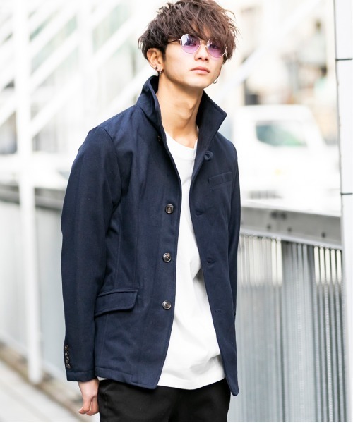 Beno（ビーノ）の「ライトメルトン / イタリアンカラー スタイリッシュ コンパクト ジャケット（テーラードジャケット・メンズ・チャコールグレー/ライトグレー/ブラック/ネイビー/キャメル・LL/M/L）」の5枚目の写真