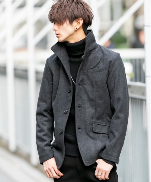 Beno（ビーノ）の「ライトメルトン / イタリアンカラー スタイリッシュ コンパクト ジャケット（テーラードジャケット・メンズ・チャコールグレー/ライトグレー/ブラック/ネイビー/キャメル・LL/M/L）」の3枚目の写真