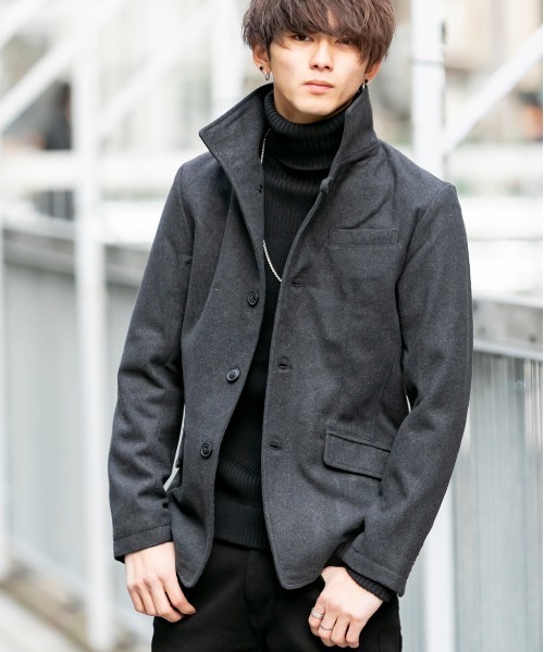 Beno（ビーノ）の「ライトメルトン / イタリアンカラー スタイリッシュ コンパクト ジャケット（テーラードジャケット・メンズ・チャコールグレー/ライトグレー/ブラック/ネイビー/キャメル・LL/M/L）」の17枚目の写真