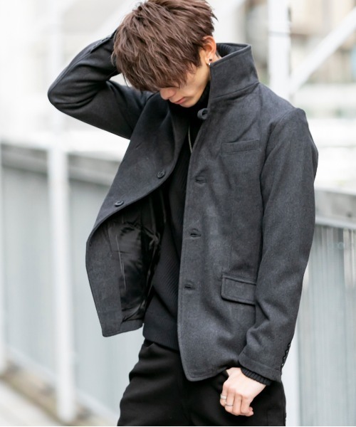 Beno（ビーノ）の「ライトメルトン / イタリアンカラー スタイリッシュ コンパクト ジャケット（テーラードジャケット・メンズ・チャコールグレー/ライトグレー/ブラック/ネイビー/キャメル・LL/M/L）」の18枚目の写真