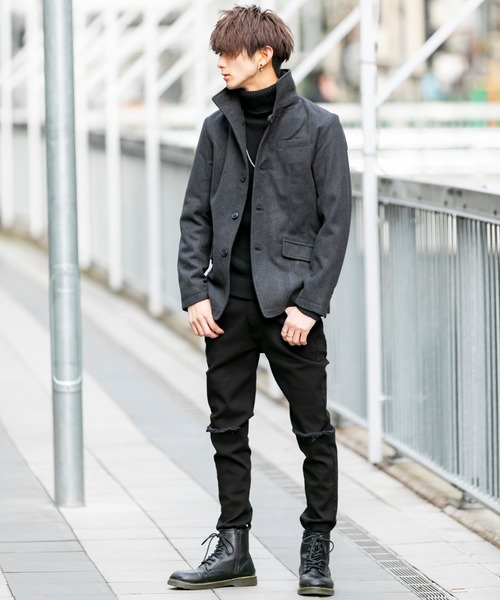 Beno（ビーノ）の「ライトメルトン / イタリアンカラー スタイリッシュ コンパクト ジャケット（テーラードジャケット・メンズ・チャコールグレー/ライトグレー/ブラック/ネイビー/キャメル・LL/M/L）」の15枚目の写真