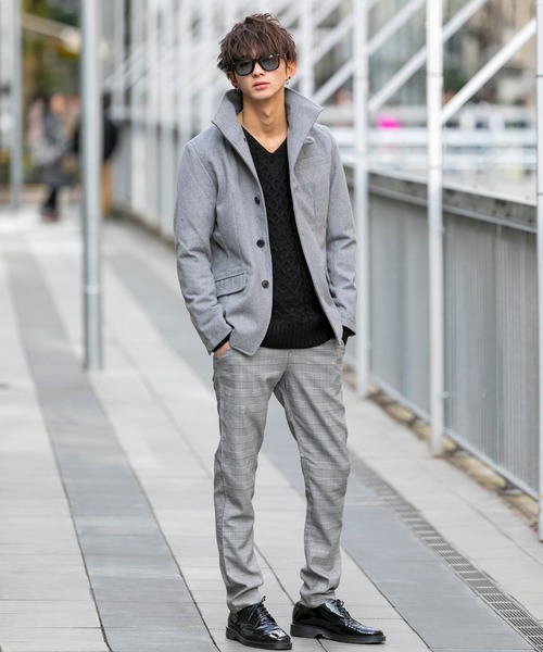 Beno（ビーノ）の「ライトメルトン / イタリアンカラー スタイリッシュ コンパクト ジャケット（テーラードジャケット・メンズ・チャコールグレー/ライトグレー/ブラック/ネイビー/キャメル・LL/M/L）」の16枚目の写真