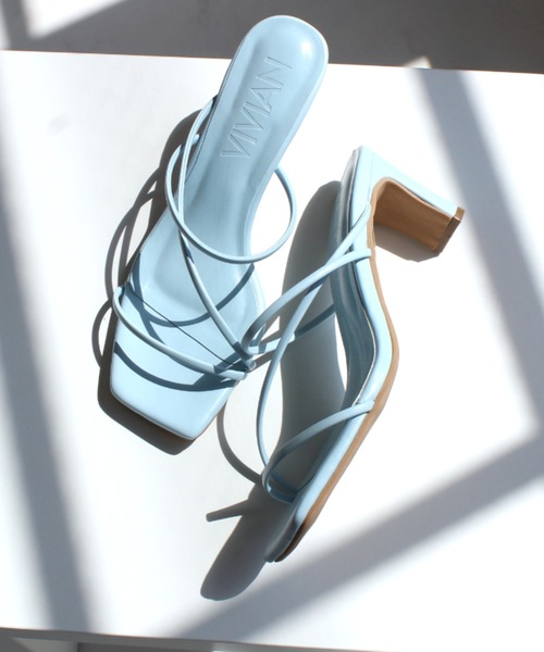 VIVIAN(ヴィヴィアン)の「スクエアトゥアシメ華奢ストラップヒールサンダル(サンダル・レディース・ブラック/アイボリー/キャメル/グリーン/オレンジ/オリーブ×ブラック/ピンク/グレー系その他7/シルバー/ブルー・LL/S/M/L/SS)」の7枚目の写真