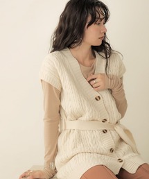 Bab | 【WEB限定】前開きロングニットベスト(ベスト)