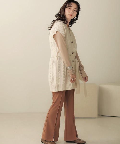 Bab（バブ）の「【WEB限定】前開きロングニットベスト（ベスト・レディース・ブラウン/ブラック/アイボリー・FREE）」の11枚目の写真