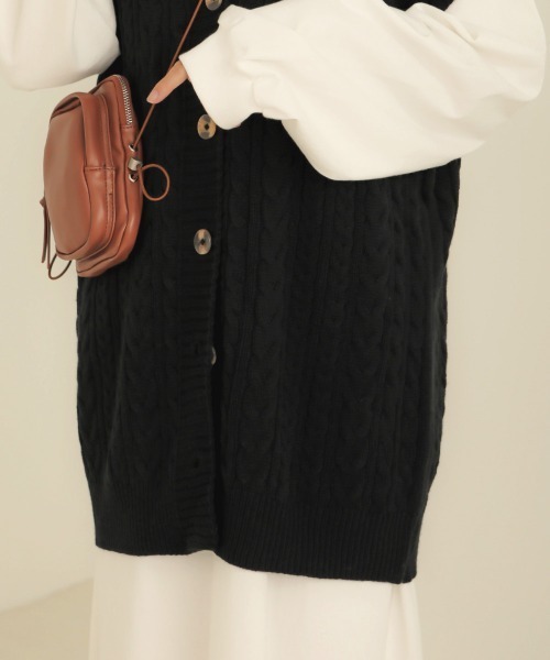 Bab（バブ）の「【WEB限定】前開きロングニットベスト（ベスト・レディース・ブラウン/ブラック/アイボリー・FREE）」の18枚目の写真