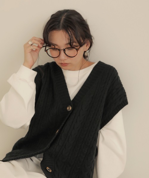 Bab（バブ）の「【WEB限定】前開きロングニットベスト（ベスト・レディース・ブラウン/ブラック/アイボリー・FREE）」の21枚目の写真