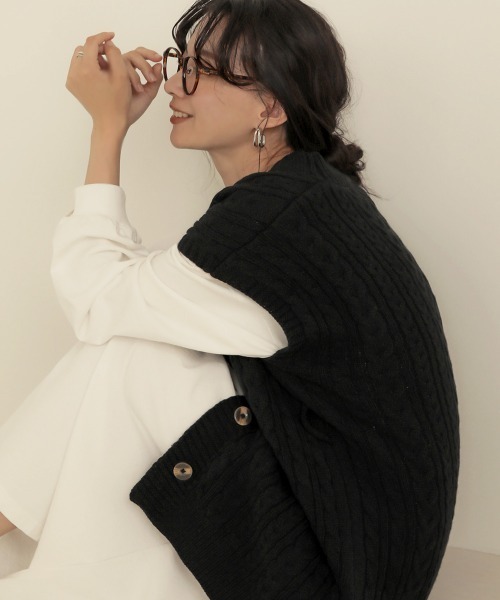 Bab（バブ）の「【WEB限定】前開きロングニットベスト（ベスト・レディース・ブラウン/ブラック/アイボリー・FREE）」の22枚目の写真