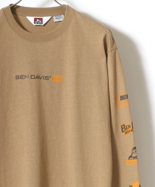 BEN DAVIS(ベンデイビス)の「BEN DAVIS/ベンデイビス 袖プリント バナーロゴ ロングスリーブTシャツ(Tシャツ/カットソー・メンズ・ホワイト/ブラック/ベージュ/パープル・S/M/L/XL)」の4枚目の写真