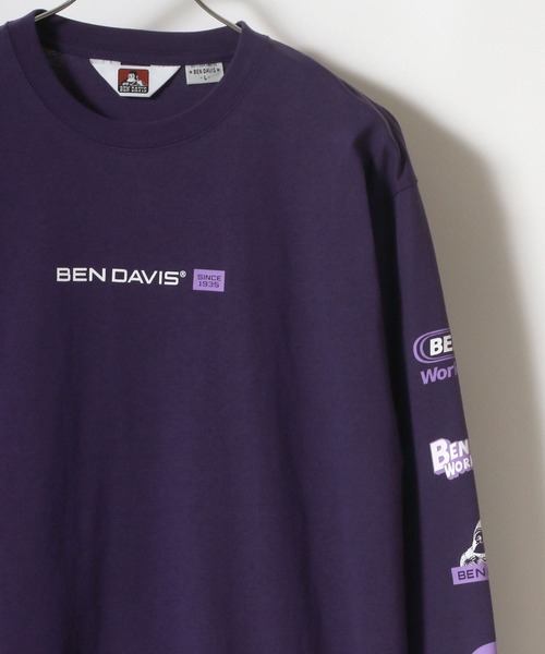 BEN DAVIS(ベンデイビス)の「BEN DAVIS/ベンデイビス 袖プリント バナーロゴ ロングスリーブTシャツ(Tシャツ/カットソー・メンズ・ホワイト/ブラック/ベージュ/パープル・S/M/L/XL)」の2枚目の写真