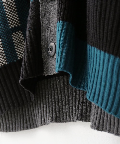 kOhAKU（コハク）の「『アシメチェック柄ニットカーディガン』（カーディガン/ボレロ・レディース・ブラック・1/2）」の4枚目の写真