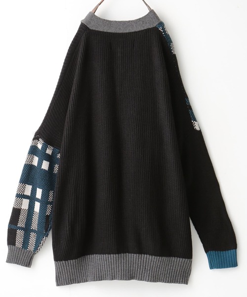 kOhAKU（コハク）の「『アシメチェック柄ニットカーディガン』（カーディガン/ボレロ・レディース・ブラック・1/2）」の3枚目の写真