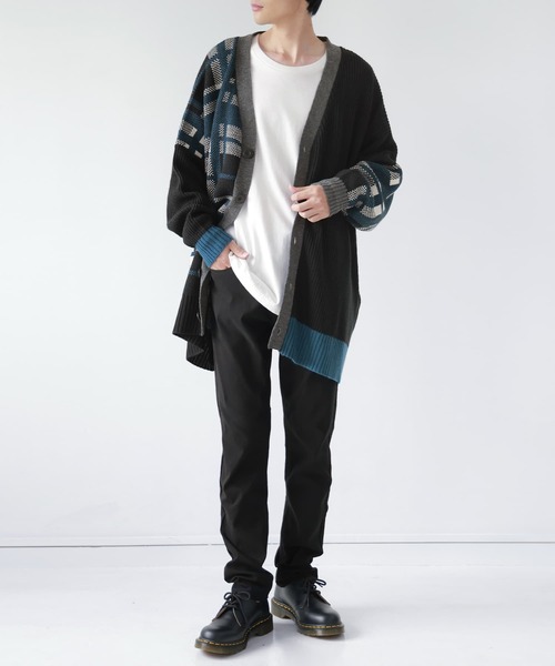 kOhAKU（コハク）の「『アシメチェック柄ニットカーディガン』（カーディガン/ボレロ・レディース・ブラック・1/2）」の10枚目の写真