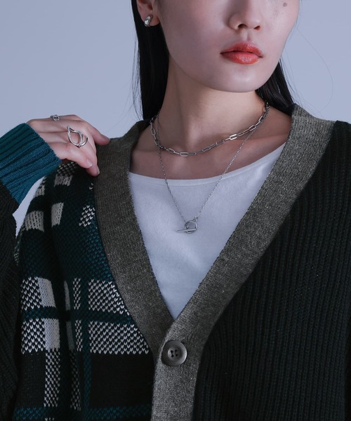 kOhAKU（コハク）の「『アシメチェック柄ニットカーディガン』（カーディガン/ボレロ・レディース・ブラック・1/2）」の20枚目の写真