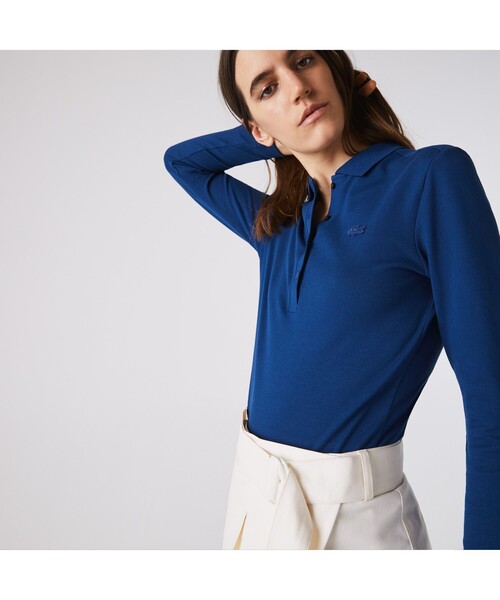 LACOSTE（ラコステ）の「ストレッチポロシャツ（長袖）（ポロシャツ・レディース・ホワイト/ブラック/ダークグリーン/ネイビー/グレー/レッド/ワインレッド/ライトピンク/ロイヤルブルー/グリーン/ワイン/オフホワイト/ライトブルー/ボルドー/ピンク・40/38/36/34）」の9枚目の写真