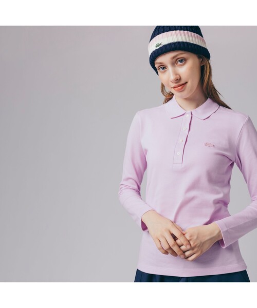 LACOSTE（ラコステ）の「ストレッチポロシャツ（長袖）（ポロシャツ・レディース・ホワイト/ブラック/ダークグリーン/ネイビー/グレー/レッド/ワインレッド/ライトピンク/ロイヤルブルー/グリーン/ワイン/オフホワイト/ライトブルー/ボルドー/ピンク・40/38/36/34）」の10枚目の写真