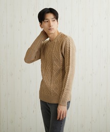 【Bling Leads】ケーブルクルーニット