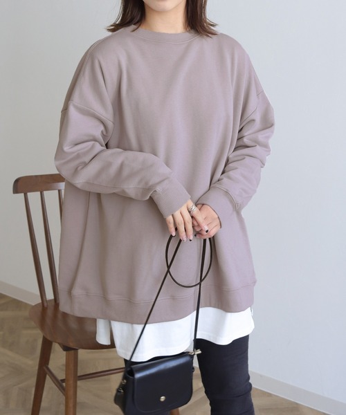 HER CLOSET(ハークローゼット)の「【HERCLOSET】ミニ裏毛ドロストビッグシルエットスウェット(スウェット・レディース・ブラック/ライトカーキ/ライトパープル/ライトイエロー/ライトベージュ/グレイッシュブルー・M)」の5枚目の写真