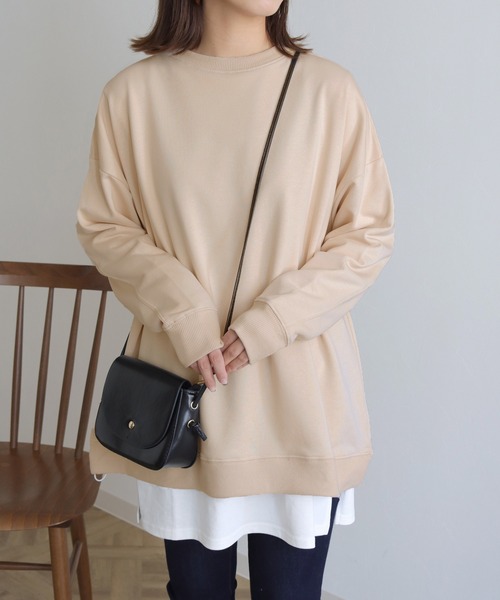 HER CLOSET(ハークローゼット)の「【HERCLOSET】ミニ裏毛ドロストビッグシルエットスウェット(スウェット・レディース・ブラック/ライトカーキ/ライトパープル/ライトイエロー/ライトベージュ/グレイッシュブルー・M)」の2枚目の写真