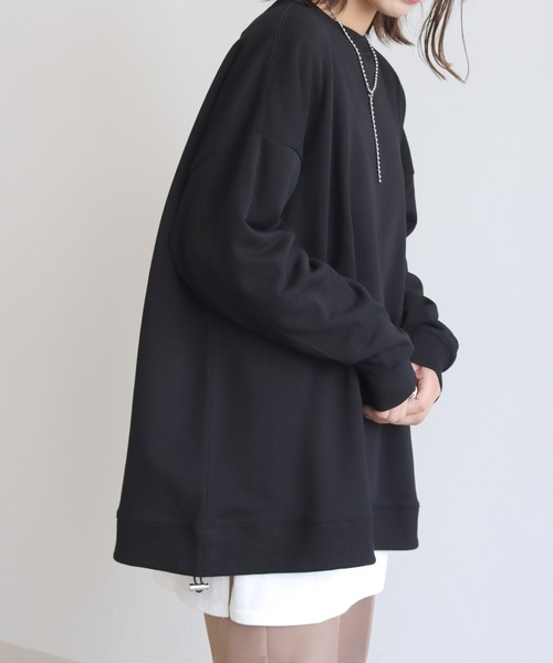 HER CLOSET(ハークローゼット)の「【HERCLOSET】ミニ裏毛ドロストビッグシルエットスウェット(スウェット・レディース・ブラック/ライトカーキ/ライトパープル/ライトイエロー/ライトベージュ/グレイッシュブルー・M)」の1枚目の写真