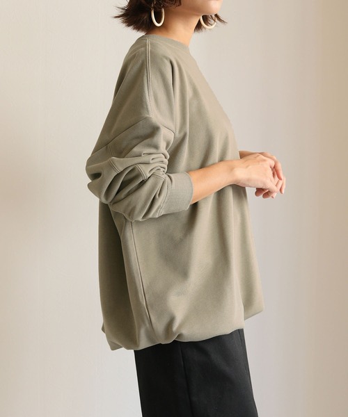 HER CLOSET(ハークローゼット)の「【HERCLOSET】ミニ裏毛ドロストビッグシルエットスウェット(スウェット・レディース・ブラック/ライトカーキ/ライトパープル/ライトイエロー/ライトベージュ/グレイッシュブルー・M)」の15枚目の写真
