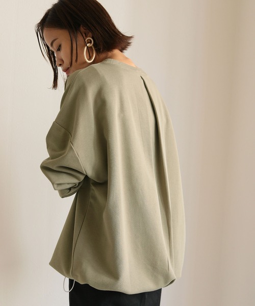 HER CLOSET(ハークローゼット)の「【HERCLOSET】ミニ裏毛ドロストビッグシルエットスウェット(スウェット・レディース・ブラック/ライトカーキ/ライトパープル/ライトイエロー/ライトベージュ/グレイッシュブルー・M)」の17枚目の写真