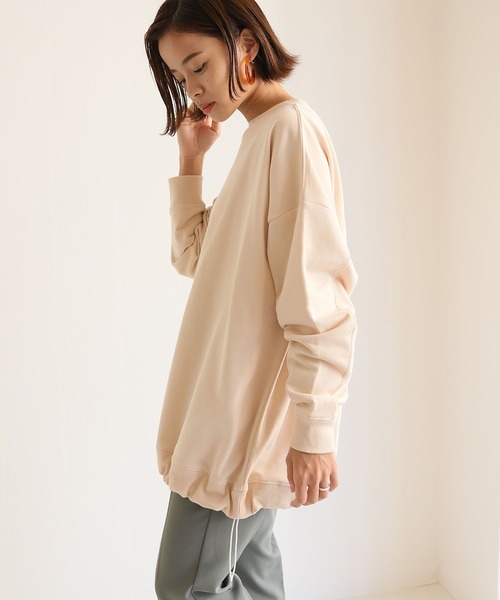 HER CLOSET(ハークローゼット)の「【HERCLOSET】ミニ裏毛ドロストビッグシルエットスウェット(スウェット・レディース・ブラック/ライトカーキ/ライトパープル/ライトイエロー/ライトベージュ/グレイッシュブルー・M)」の19枚目の写真