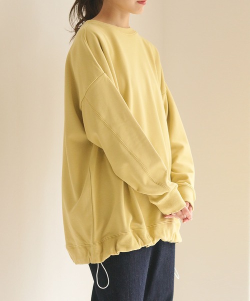 HER CLOSET(ハークローゼット)の「【HERCLOSET】ミニ裏毛ドロストビッグシルエットスウェット(スウェット・レディース・ブラック/ライトカーキ/ライトパープル/ライトイエロー/ライトベージュ/グレイッシュブルー・M)」の8枚目の写真