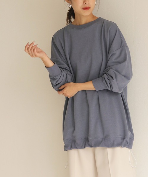 HER CLOSET(ハークローゼット)の「【HERCLOSET】ミニ裏毛ドロストビッグシルエットスウェット(スウェット・レディース・ブラック/ライトカーキ/ライトパープル/ライトイエロー/ライトベージュ/グレイッシュブルー・M)」の20枚目の写真