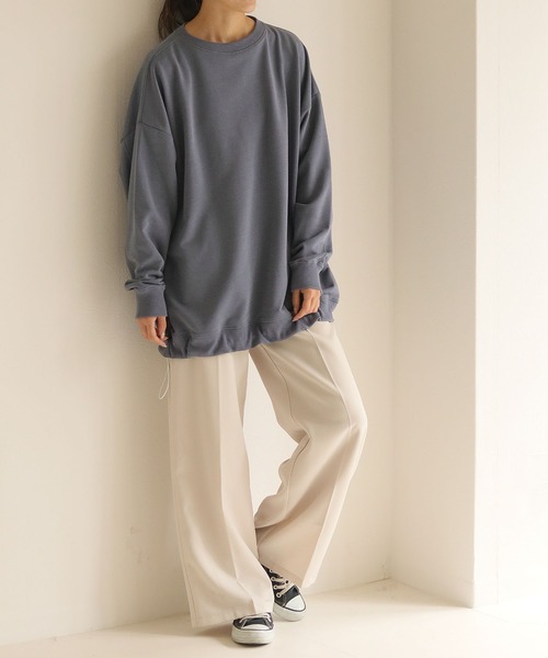 HER CLOSET(ハークローゼット)の「【HERCLOSET】ミニ裏毛ドロストビッグシルエットスウェット(スウェット・レディース・ブラック/ライトカーキ/ライトパープル/ライトイエロー/ライトベージュ/グレイッシュブルー・M)」の18枚目の写真