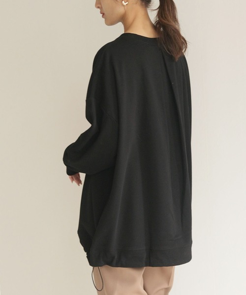 HER CLOSET(ハークローゼット)の「【HERCLOSET】ミニ裏毛ドロストビッグシルエットスウェット(スウェット・レディース・ブラック/ライトカーキ/ライトパープル/ライトイエロー/ライトベージュ/グレイッシュブルー・M)」の9枚目の写真