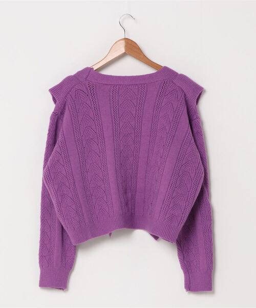 WEGO（ウィゴー）の「WEGO/フリルVネックカーディガン（カーディガン/ボレロ・レディース・パープル・FREE）」の3枚目の写真