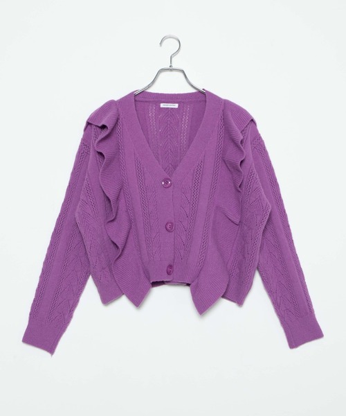 WEGO（ウィゴー）の「WEGO/フリルVネックカーディガン（カーディガン/ボレロ・レディース・パープル・FREE）」の8枚目の写真