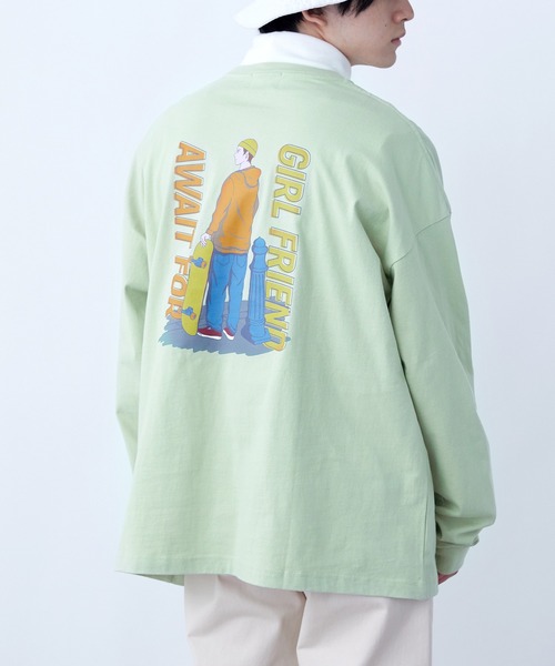 SPOC STORE(スポックストア)の「【SPOC STORE】シティポップ/ルーティンイラスト バックプリントロンT(Tシャツ/カットソー・メンズ・ホワイト系その他/ブラック系その他/ベージュ系その他/グリーン系その他/ブルー系その他/ホワイト系その他2/ホワイト系その他3/ホワイト系その他4/ベージュ系その他2/グリーン系その他2/ブルー系その他2/ブルー系その他3・M/L)」の8枚目の写真