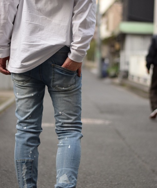 DANKE SCHON（ダンケシェーン）の「DankeSchon/ダンケシェーン/リペアデニムパンツ（デニムパンツ・メンズ・ブラック/ブルー・LARGE/SMALL/X-LARGE/MEDIUM）」の12枚目の写真