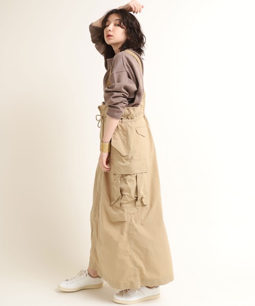 【新品】RNA-N　ロングスカート　ベージュ　リップストップミリタリースカート 新品】RNA-N ロングスカート ベージュ リップストップミリタリー