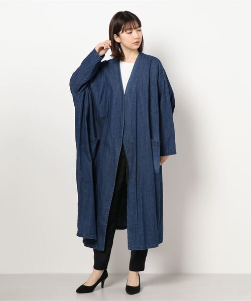 【美品】 ミズイロインド デニム ワイドコート ロングコート カーディガン mizuiroind（ミズイロインド）の「デニムワイドコート（その他アウター