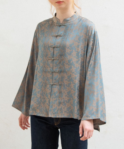 idem（イデム）の「chill out china shirt/ペイズリーサテンチャイナブラウス（シャツ/ブラウス・レディース・ネイビー/ブルー・FREE）」の9枚目の写真