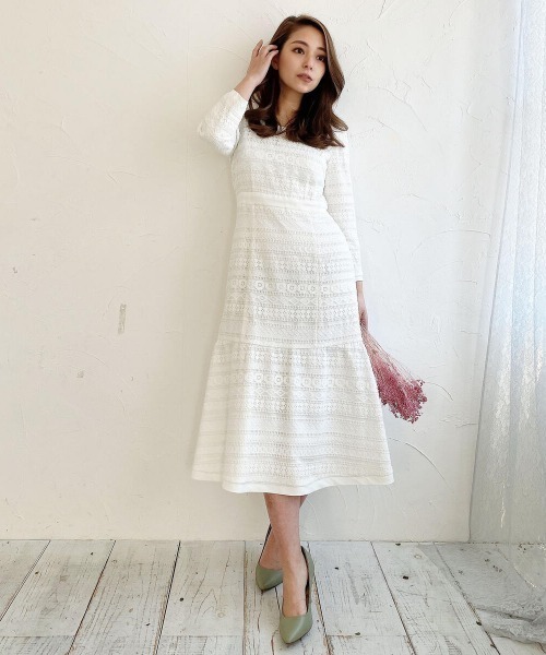 【美品】ミッシュマッシュ　パールドレス　ワンピース　結婚式 MISCH MASCH - ミッシュマッシュ 脇レース半袖パールワンピース