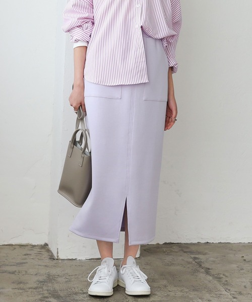 KOBE LETTUCE（コウベレタス）の「ダンボールナロースカート（スカート・レディース・イエロー/ホワイト系その他/ブルー系その他/ライトピンク/グレイッシュベージュ/ブラック/ブラウン系その他/グリーン系その他/ローズ/ホワイト/ライラック/オレンジ系/グリーン系/ライトグレー/ブルー/グリーン系1/プラム・FREE/M/L）」の13枚目の写真