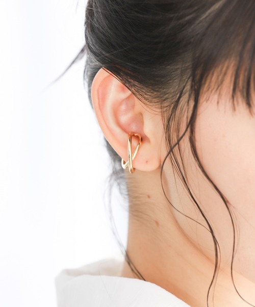 Edit Sheen（エディットシーン）の「プレーンクロスリング2wayイヤーカフ（イヤーカフ・レディース・ゴールド/シルバー・FREE）」の10枚目の写真