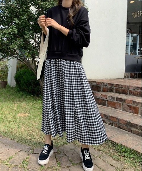 mayblue(メイブルー)の「MAYBLUE ギンガムチェックドッキングワンピース(ワンピース・レディース・ブラック・FREE)」の11枚目の写真