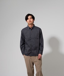 【BLUE STANDARD】楽ケアオックスリラックスBD(ボタンダウン)ビッグシルエット長袖シャツ(オーガニックコットン使用)
