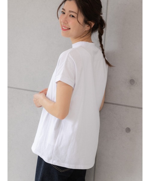 PREFERIR（プレフェリール）の「モックネック フレンチスリーブ 美人映え tシャツ 綿100% コットン（Tシャツ/カットソー・レディース・ホワイト/モカ/チャコールグレー/ブラック・MEDIUM/SMALL/LARGE）」の13枚目の写真