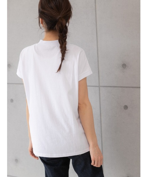 PREFERIR（プレフェリール）の「モックネック フレンチスリーブ 美人映え tシャツ 綿100% コットン（Tシャツ/カットソー・レディース・ホワイト/モカ/チャコールグレー/ブラック・MEDIUM/SMALL/LARGE）」の12枚目の写真